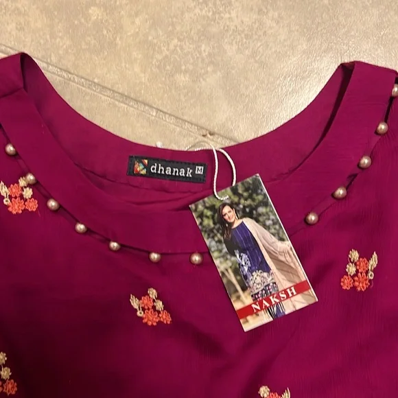 New Pakistani Indian Ethnic shalwar kameez burgundy color with beautiful  #351 - Picture 14 of 15